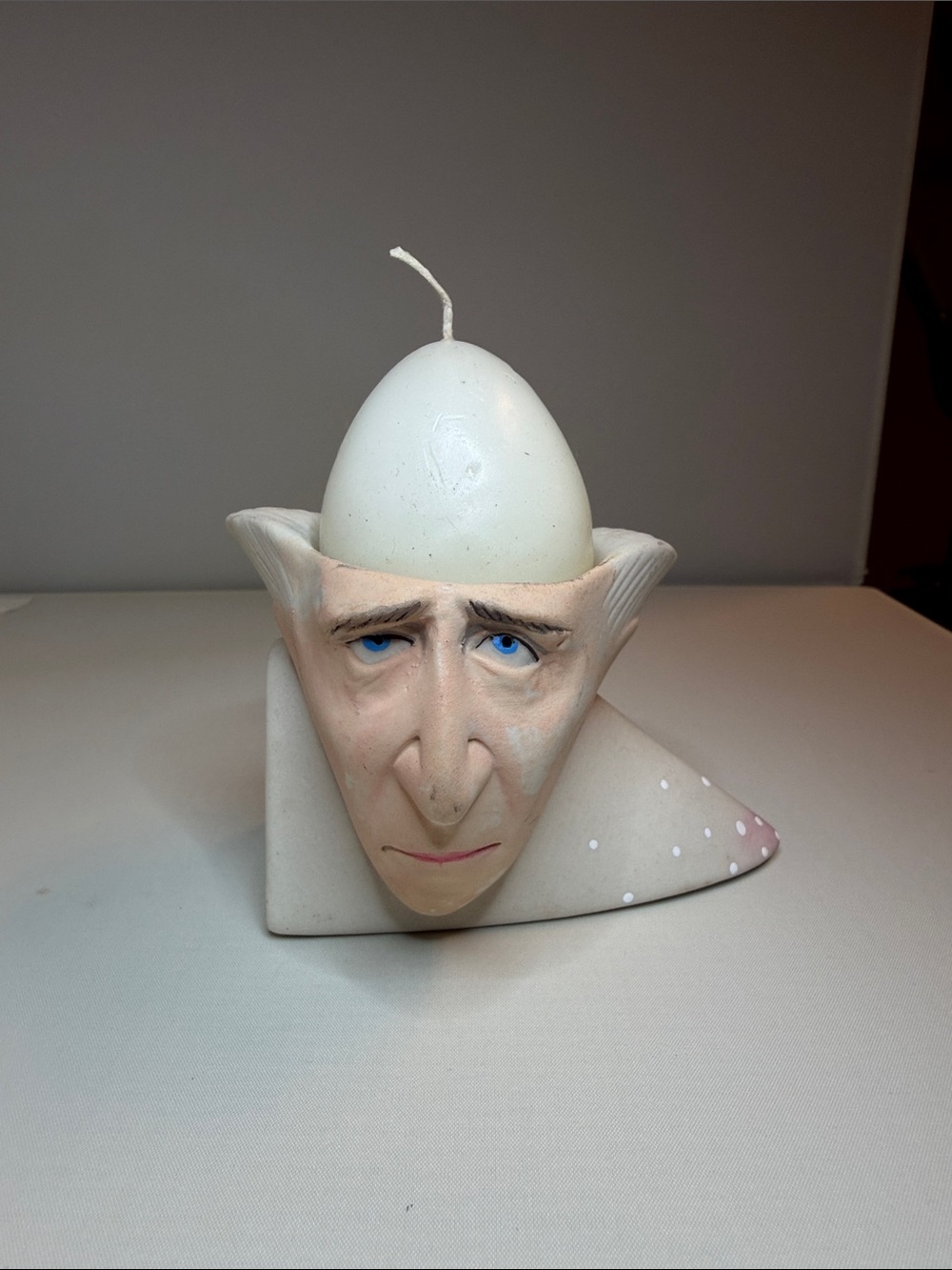 1997 Debbie Fecher-Gramstad figural egg cup unglazed bisque